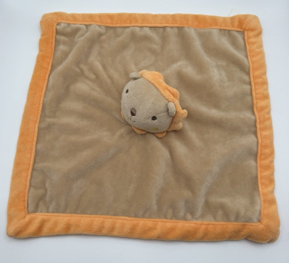 Tiddliwinks Lion Baby Security Blanket Lovey Plush Orange Trim Blankie